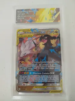 Pokemon FR Reshiram et Zekrom GX 259/236 Eclipse Cosmique SL PCA 9.5 - Image 1