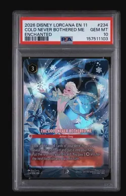 Disney Lorcana EN 11 The Cold Never Bothered Me Enchanted Foil 234/204 PSA 10 - Image 1