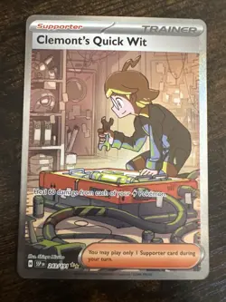 Pokemon TCG Clemont's Quick Wit Holo Card 243/191 Sv08: Surging Sparks - Image 2