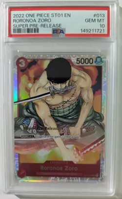 2022 ONE PIECE ST01 ENGLISH RORONOA ZORO SUPER PRE-RELEASE - PSA 10 - ST01-013 - Image 1