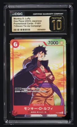 2023 One Piece Monkey D. Luffy Seven-Eleven 7-11 Promo P-001 CGC 10 Pristine JP - Image 1