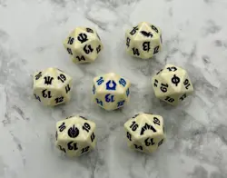 Lot Of 7 MTG Magic Gathering Spindown Life Counter D20 White Dice Various Sets - Image 1
