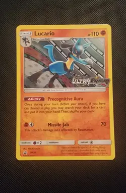 Pokemon TCG Lucario Sun & Moon Ultra Prism Stamped Prerelease Promo SM95 Holo NM - Image 1