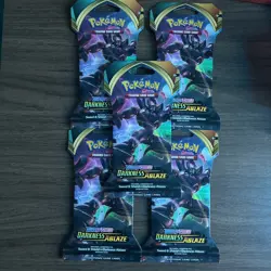 Pokemon Sword and Shield Darkness Ablaze Sleeved Booster Pack 5 Packs - Image 1