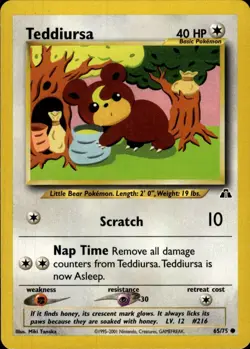 Pokemon Neo Discovery #65/75 Teddiursa Common Lightly played - Image 1