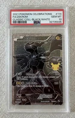 2021 POKEMON CELEBRATIONS CLASSIC COLL #114 FULL ART/ ZEKROM PSA 10 Gem Mint - Image 1
