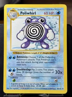 Poliwhirl (Shadowless) - Pokemon TCG - Base Set - 38/102 - UNCOMMON ~ LP - Image 3