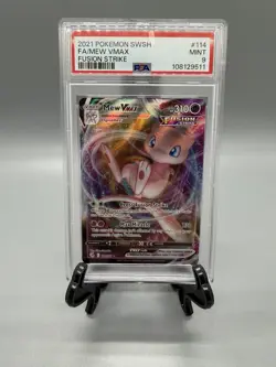 Pokemon Full Art Mew VMAX Fusion Strike #114 PSA 9 - Image 1