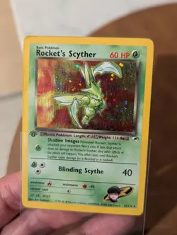 🍀Rocket's Scyther 13/132 Gym Heroes 1st Edition Holo Pokemon Vintage WOTC MP - Image 4