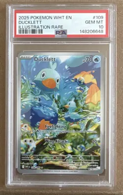 2025 POKEMON WHT EN-WHITE FLARE ILLUSTRATION RARE #109 DUCKLETT PSA 10 - Image 1