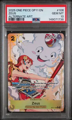 2025 ONE PIECE OP11-106 A FIST OF DIVINE SPEED ALTERNATE ART #106 ZEUS - PSA 10 - Image 1