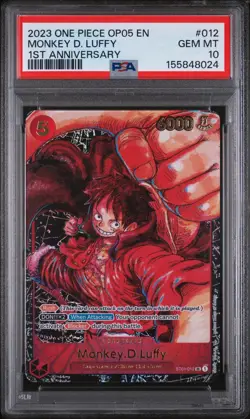 2023 ONE PIECE OP05-AWAKENING OF THE NEW ERA 012 MONKEY D LUFFY 1ST ANNIV PSA 10 - Image 1