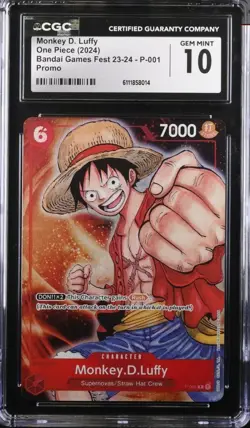 2024 ONE PIECE BANDAI GAMES FEST 23-24 PROMO MONKEY D. LUFFY CGC GEM MINT 10 - Image 1