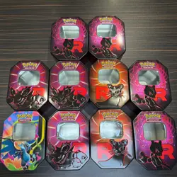 Pokemon TCG EMPTY Large Tins x10 - No Cards No Packs - Charizard / Team Rocket - Image 1