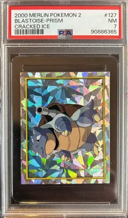 2000 Merlin Pokemon 2 Blastoise Prism “Cracked Ice” Sticker #127 - PSA 7 - Image 1