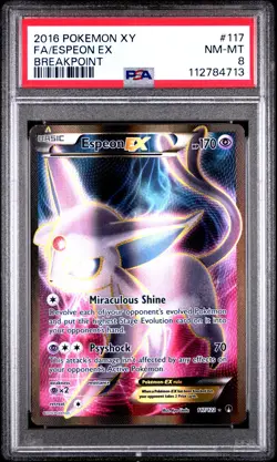 2016 POKEMON XY BREAKPOINT ESPEON EX #117 FULL ART PSA 8 NM #112784713 - Image 1
