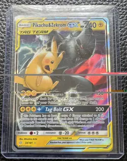 Pokemon Pikachu & Zekrom GX 33/181 SM-Team Up Ultra Rare Holo Tag Team GX NM - Image 1
