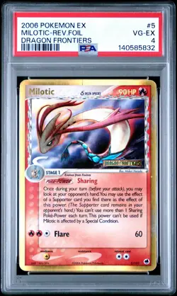 2006 POKEMON EX DRAGON FRONTIERS #5 MILOTIC-REVERSE FOIL PSA 4 - Image 1