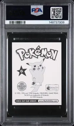 PSA 8 NM/MT 1999 MERLIN POKEMON S2 ASH & PIKACHU-PRISM - Image 2