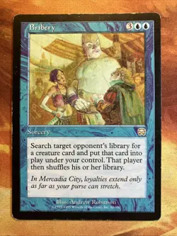 MTG Bribery Mercadian Masques Moderately Played Condition Blue Rare Vintage!! - Image 1