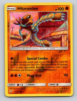 Hitmonlee 73/181 Uncommon Team Up Pokemon Reverse Holo NM Komiya - Image 1