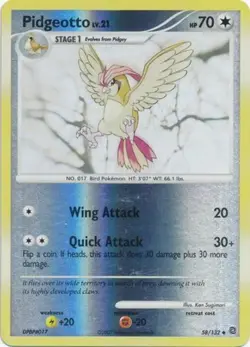 1x Pidgeotto - 58/132 - Uncommon - Reverse Holo Heavily Played Pokemon Diamond & - Image 1