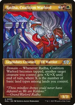 NM Showcase Foil Radha, Coalition Warlord, MTG, Multiverse Legends, Magic, 55 - Image 1