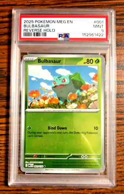 Bulbasaur Reverse Holo Common #001|PSA MINT 9|Mega Evolution Base|Pokemon TCG - Image 1