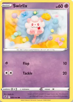 Swirlix 083/195 Common Silver Tempest Pokemon Lightly Played - Image 1