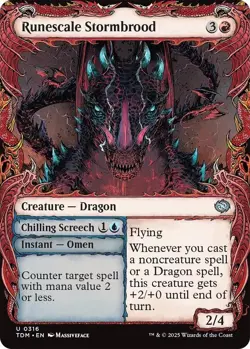 NM Showcase Foil Runescale Stormbrood, MTG, Tarkir Dragonstorm, Magic, 316 - Image 1