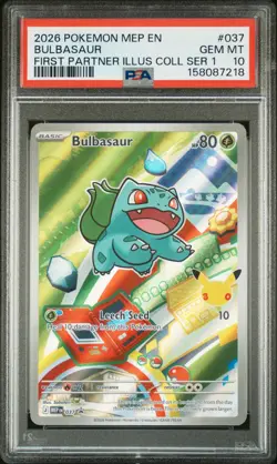 POKEMON FIRST PARTNER ILLUSTRATION PSA 10 SEQUENTIAL SET 37 38 39 Kanto Starters - Image 2