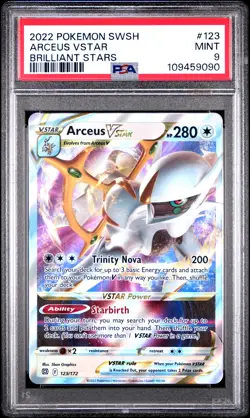 2022 Pokemon Sword & Shield Brilliant Stars 123 Arceus Full Art VSTAR PSA 9 - Image 1