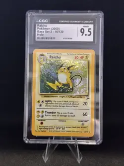 Pokemon TCG Base Set 2 Raichu Holo Rare 016/130 CGC 9.5 Graded Pokemon Wotc - Image 1