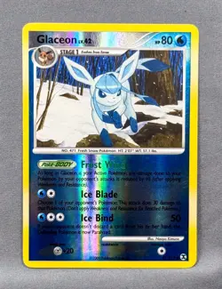 NM- Reverse Holo Glaceon 41/111 Rising Rivals Pokemon 2009 Naoyo Kimura - Image 1