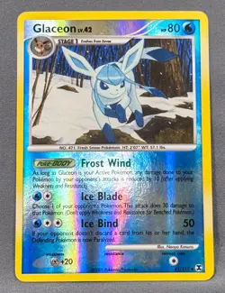 NM- Reverse Holo Glaceon 41/111 Rising Rivals Pokemon 2009 Naoyo Kimura - Image 2