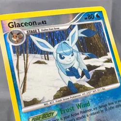 NM- Reverse Holo Glaceon 41/111 Rising Rivals Pokemon 2009 Naoyo Kimura - Image 4