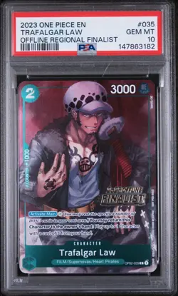 2023 ONE PIECE PROMOS OFFLINE REGIONAL FINALIST #035 TRAFALGAR LAW PSA 10 - Image 1