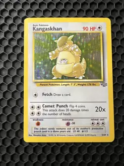 (DAMAGED) Kangaskhan Pokemon Card TCG 5/64 Holo Rare 1999 WOTC - Image 1