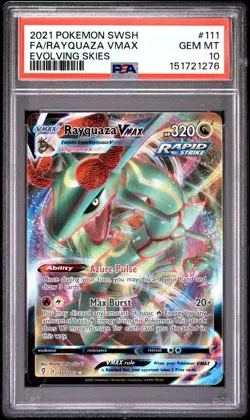 Rayquaza Vmax 111 PSA 10 💎 Beautiful card! Evolving Skies. Black Label RegradeU - Image 1