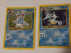 Azumarill 2/111 Holo Rare Kingdra 8/111 Neo Discovery Vintage Pokemon TCG 2 Card - Image 1