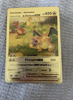 Charmander Charmeleon & Charizard GX Evolution Gold Foil FanArt Pokemon Card - Image 1
