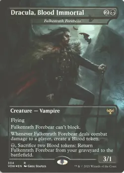 MTG Dracula, Blood Immortal (334) Foil Borderless Innistrad: Crimson Vow NM - Image 1