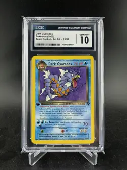 CGC 10 GEM MINT Dark Gyarados Team Rocket 1st Edition 25/82 Pokemon Card - Image 1
