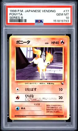 1998 POKEMON JAPANESE VENDING SERIES III #77 PONYTA PSA 10 - Image 1
