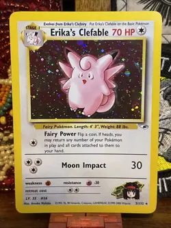 Pokemon TCG Erika's Clefable Gym Heroes 3/132 Holo Rare Unlimited WOTC Vintage - Image 1