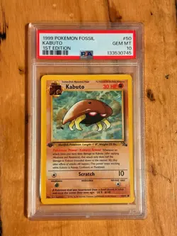 1999 POKEMON FOSSIL 1ST EDITION #50 KABUTO PSA 10 - Image 2