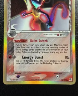 Pokemon TCG Mewtwo 12/113 Delta Species Holo Rare HP/DMG - Image 3