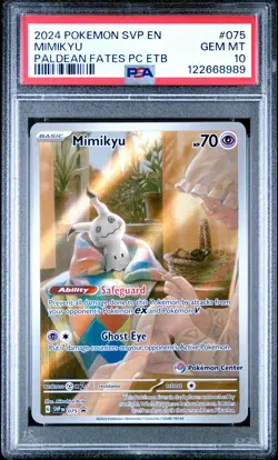 2024 POKEMON PALDEAN FATES POKEMON CENTER ETB PROMO SVP #075 MIMIKYU PSA 10 - Image 1