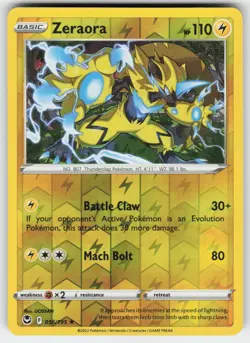 Zeraora 056/195 Rare Silver Tempest Pokemon Reverse Holo Near Mint - Image 1