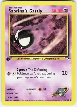Sabrina's Gastly 93/132 Common Gym Heroes Pokemon 1st Edition LP - Image 1